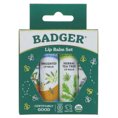 Badger Balm | Lip Balm Sticks - Green Pack - Ginger,unscent,tangerine,mint | sticks