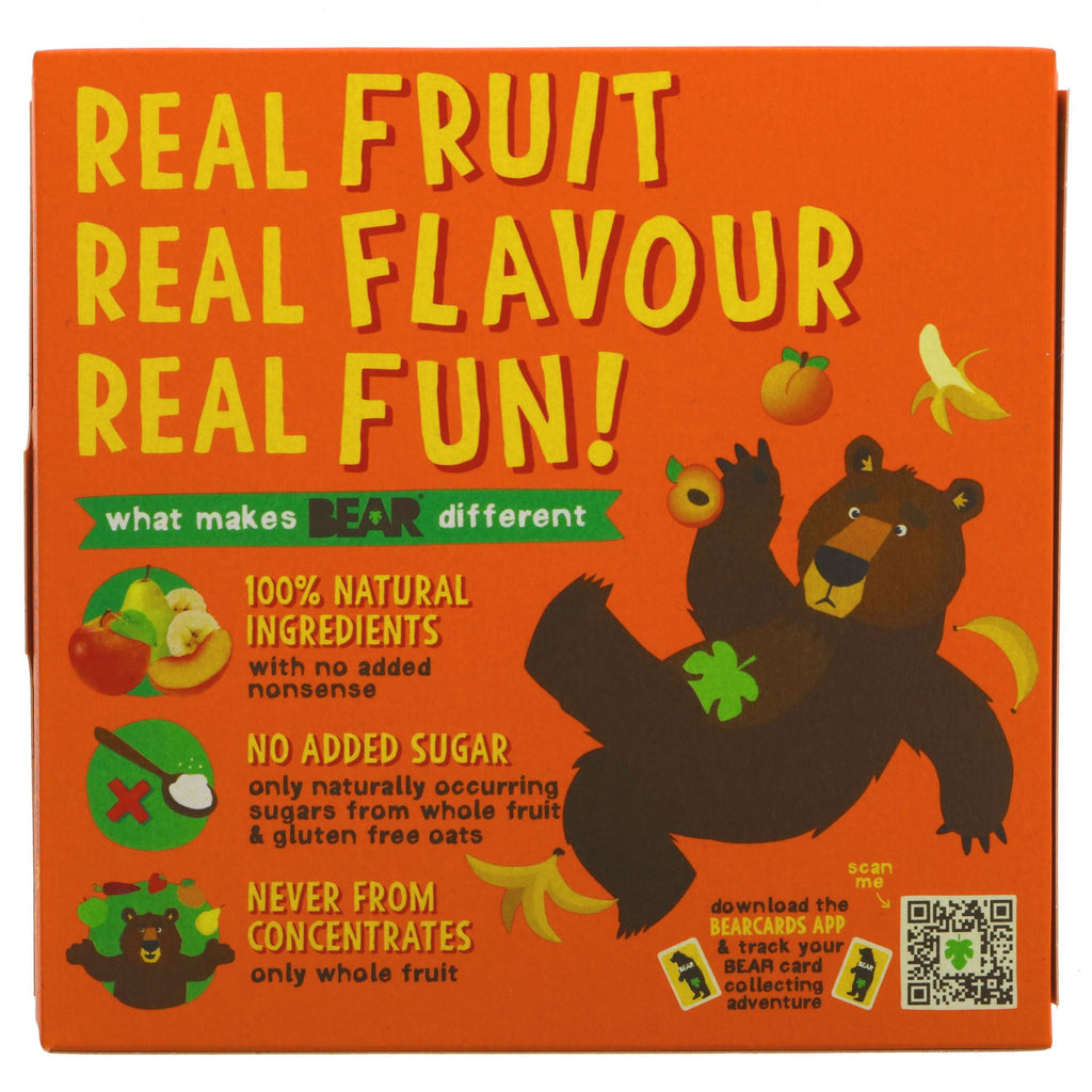 Bear Yoyos - Peach & Banana Smoothie, made with real fruit, Fairtrade, and vegan-friendly. Gluten-free rolls perfect for snacking!