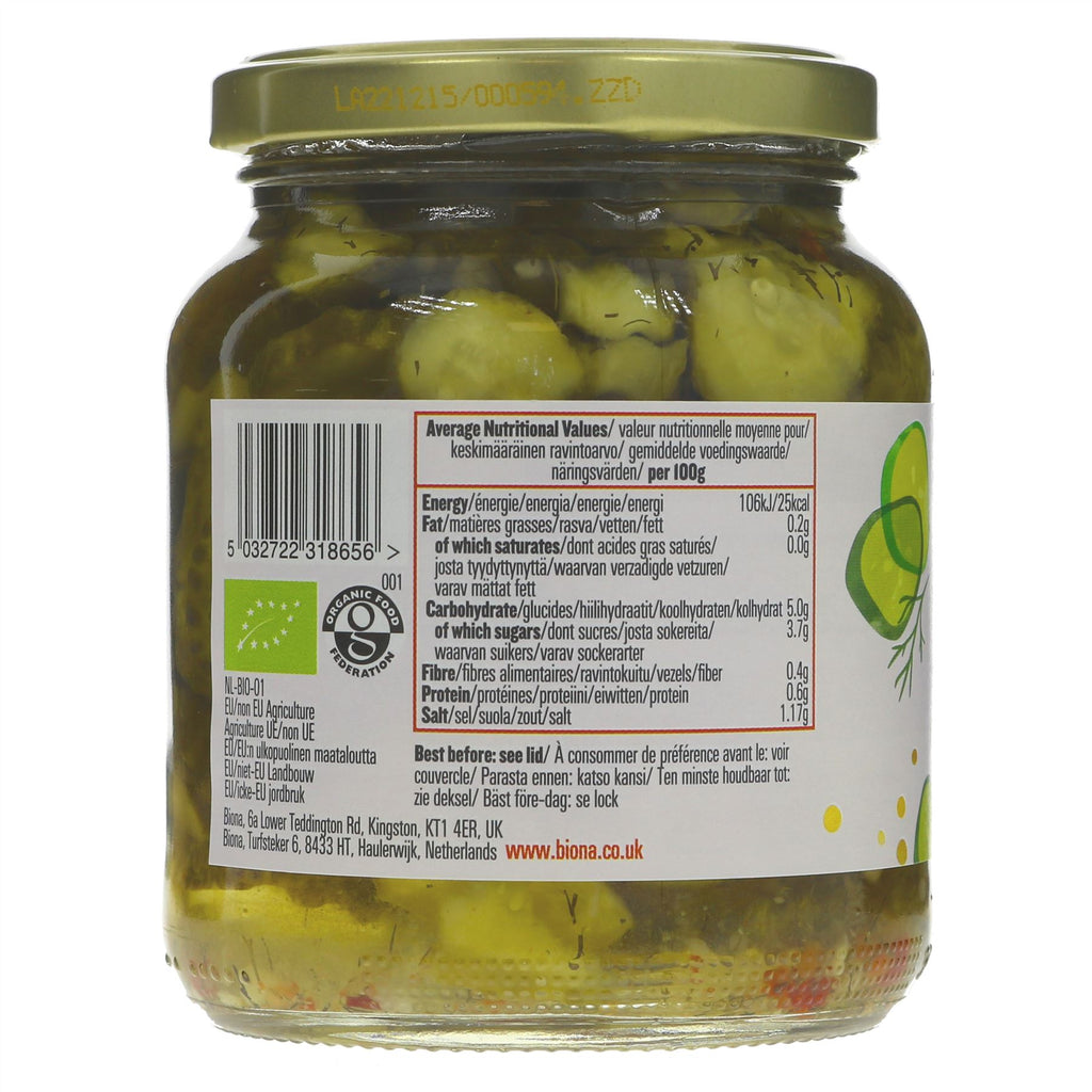 Organic Gherkin Slices with No Added Sugar, Vegan, Perfect for Burgers & Salads,