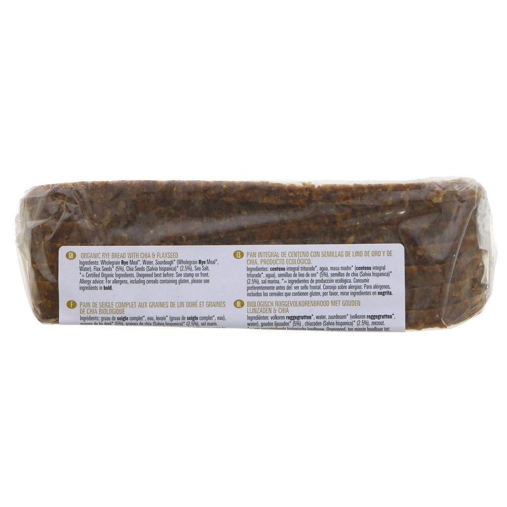 Organic Vegan Rye Bread with Chia and Flax by Biona - 500g, made with no added yeast. Perfect for breakfast or snack.