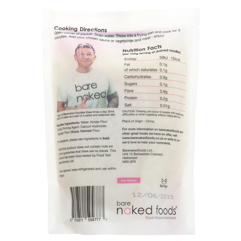Gluten-free vegan Barenaked Noodles made from konjac flour with no artificial flavors. Perfect for stir-fries, soups, and salads.