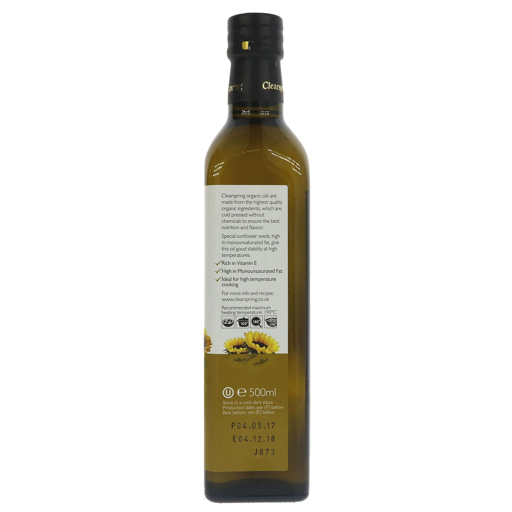 Clearspring Organic Sunflower Frying Oil - Neutral taste for cooking & salads. Vegan & healthy choice. No VAT charged.