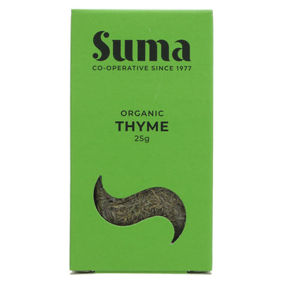 Organic Thyme from Suma adds a touch of goodness to dishes. Vegan and no VAT charged. Elevate your cooking game!