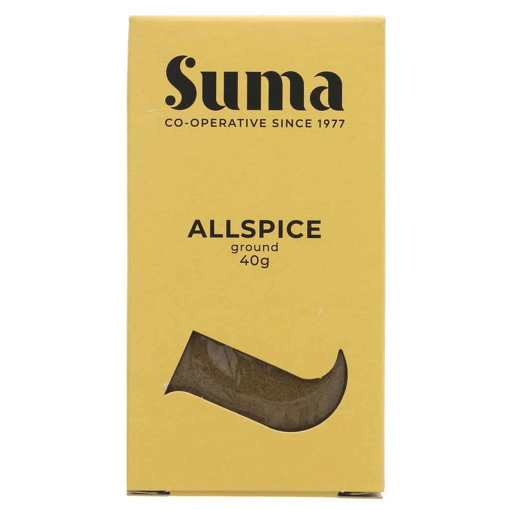 Suma Ground Allspice - Vegan spice for depth and warmth. Use in stews, marinades and baked goods for unique flavor. 40g.