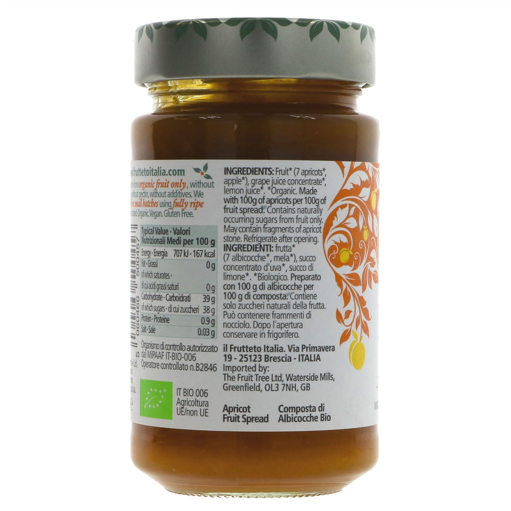 Organic Apricot Fruit Spread | 100% fruit | Vegan & no added sugar | Italy's largest apricot producer |.