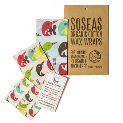 Wax Wrap | Waxed Organic Cotton Food Wraps | 3pack