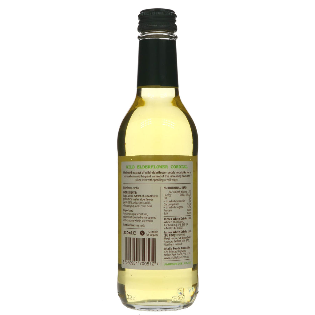 Thorncroft Wild Elderflower, vegan & no added sugar, perfect on its own or in cocktails. Available at Superfood Market.