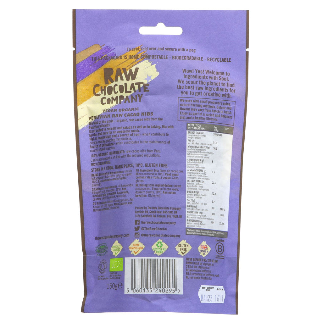 Organic, fairtrade Cacao Nibs - Gluten free, vegan, and packed with over 300 nutritional compounds.