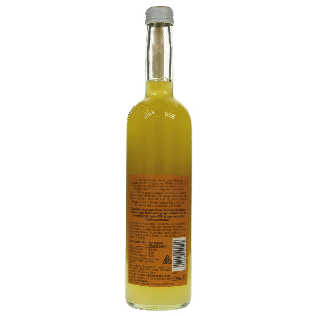 Belvoir Ginger Cordial: fiery flavor, fresh ginger, gluten-free, vegan, no added sugar. Perfect for drinks & recipes.