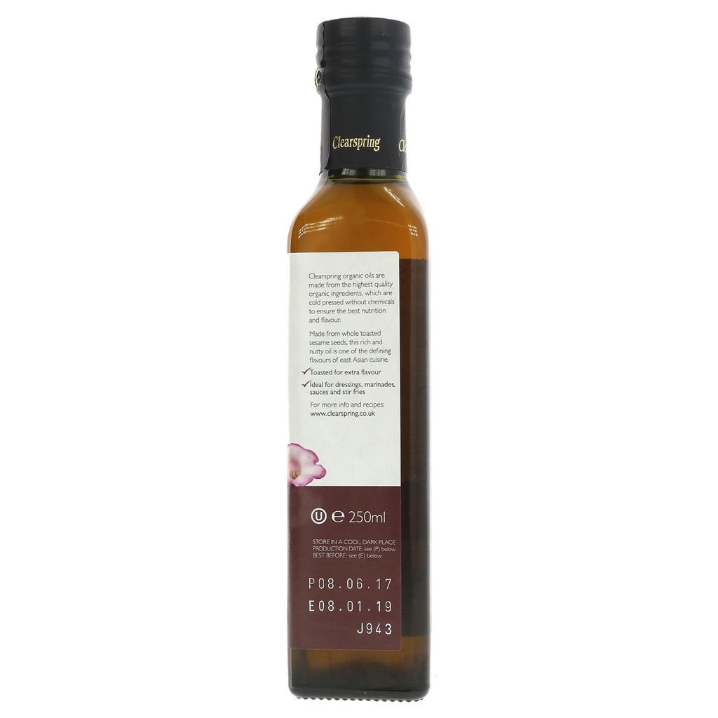 Clearspring's Toasted Organic Sesame Oil - perfect for stir-fries, sauces, marinades & dressings. Organic & Vegan. No VAT charged.