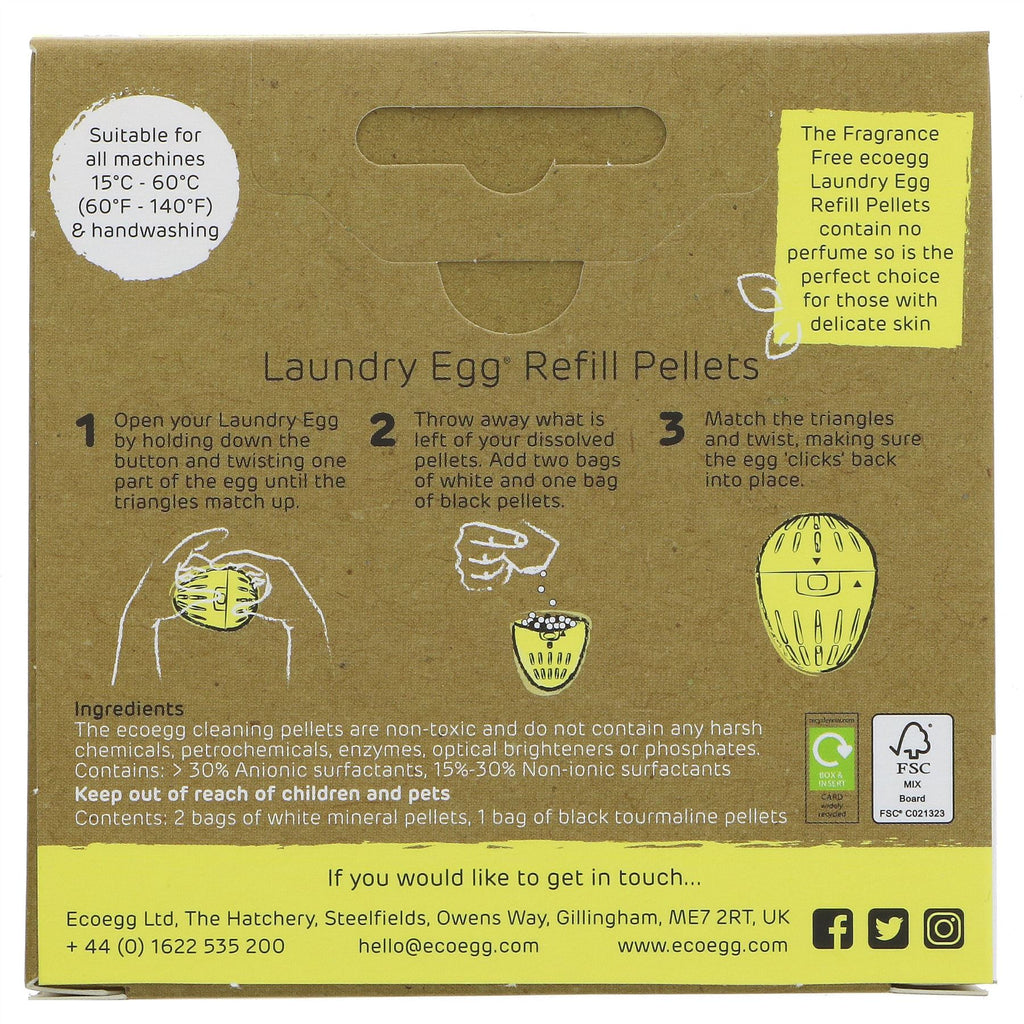 Eco-friendly, Vegan & Fragrance-Free Laundry Egg Refills - 50 Washes. Ditch harsh chemicals & help save the environment.