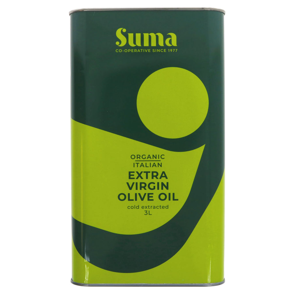Suma Italian organic extra virgin olive oil - 3L. Perfect for salads, pasta & more. Organic & vegan.