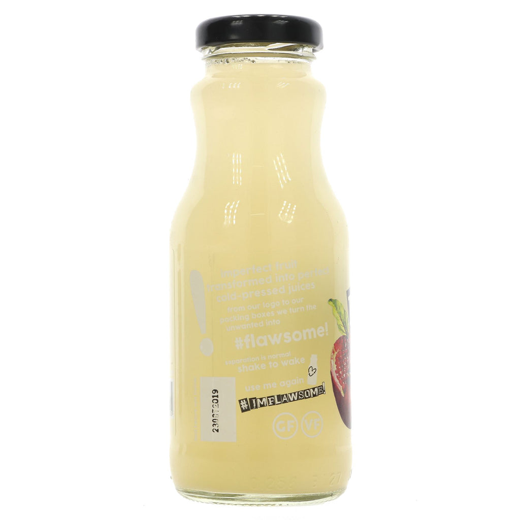 Flawsome! Sweet & Sour Apple Juice - made from misshapen apples, gluten-free, vegan, no added sugar or artificial flavorings. Sustainable & 100% recycled glass bottle.