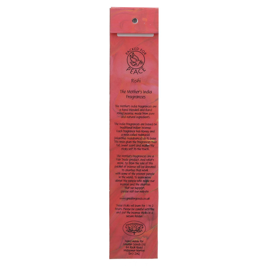 Fairtrade Rishi Exotic Rose Incense - create a luxury, calming atmosphere in your home. Made with Fairtrade ingredients.