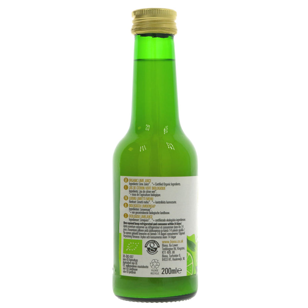 Organic Lime Juice - 200ML | 100% Natural & Vegan-Friendly Zingy & Refreshing, perfect for adding flavor to salads, marinades, stir-fries, and Mexican dishes.