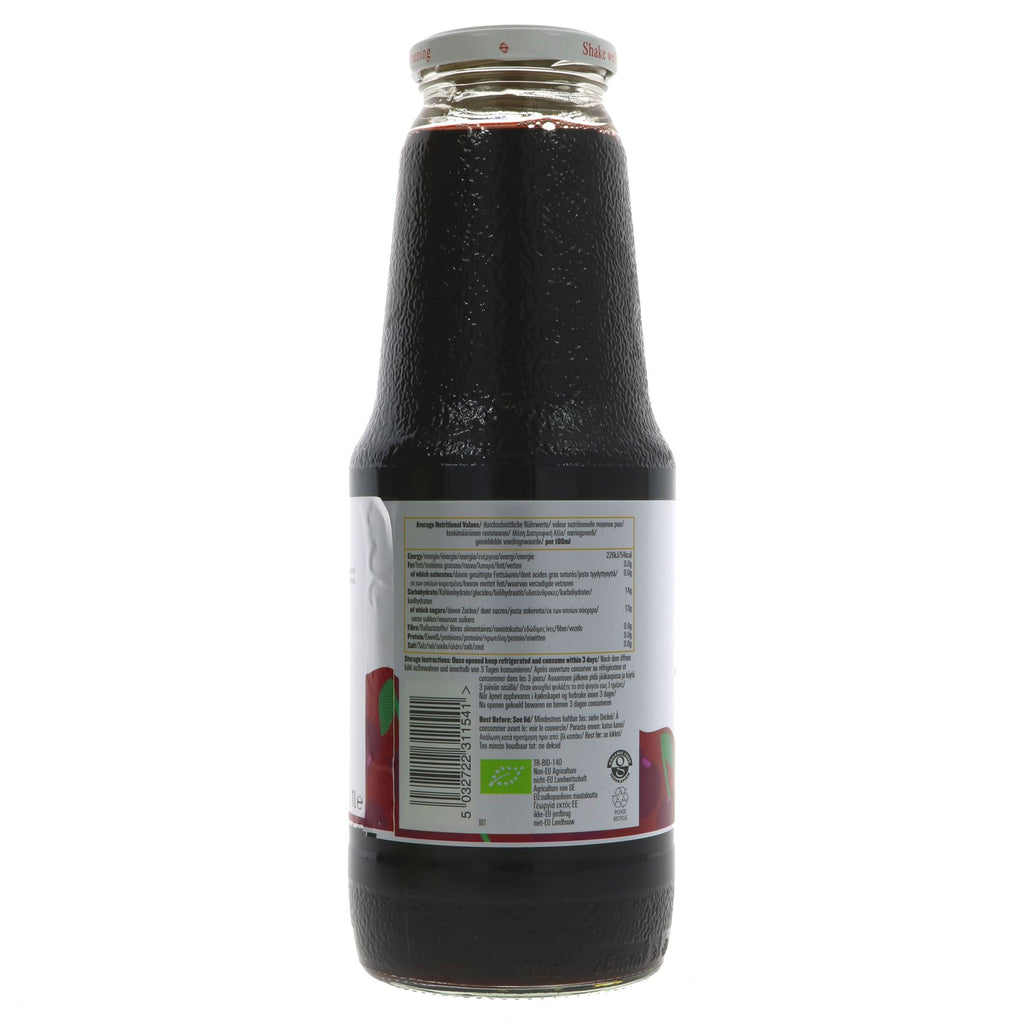 Organic Tart Cherry Pure Superjuice - Healthy and Vegan-friendly, 1L bottle