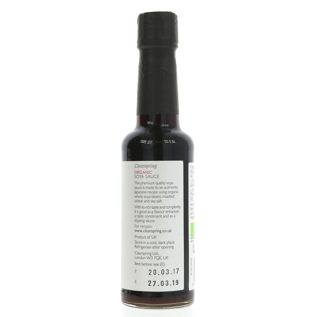 Clearspring organic vegan Soya Sauce, perfect for stir fry, sushi, pasta, salads, marinades & more. No VAT charged.