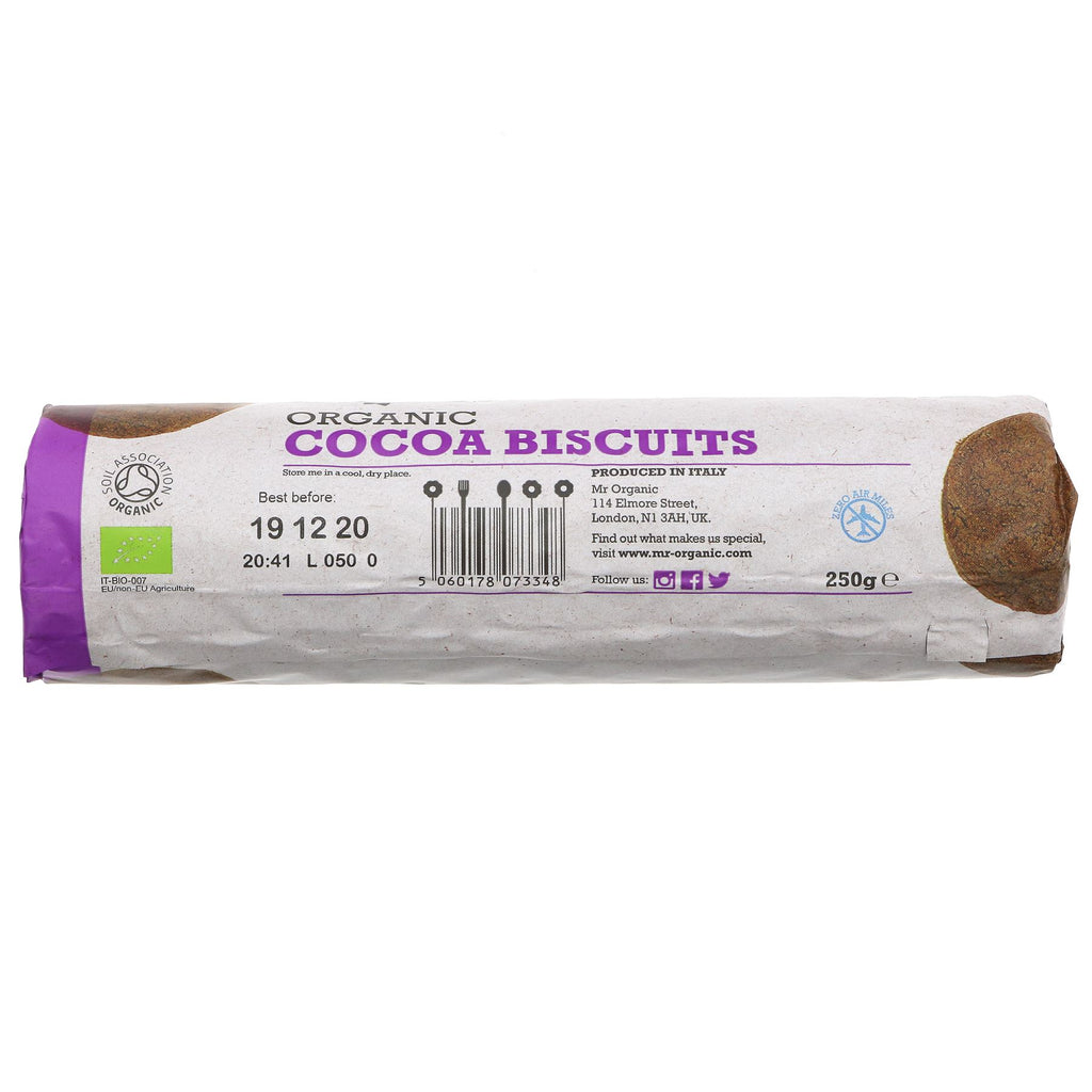 Organic cocoa biscuits - guilt-free snacking pleasure with no added sugar and vegan.
