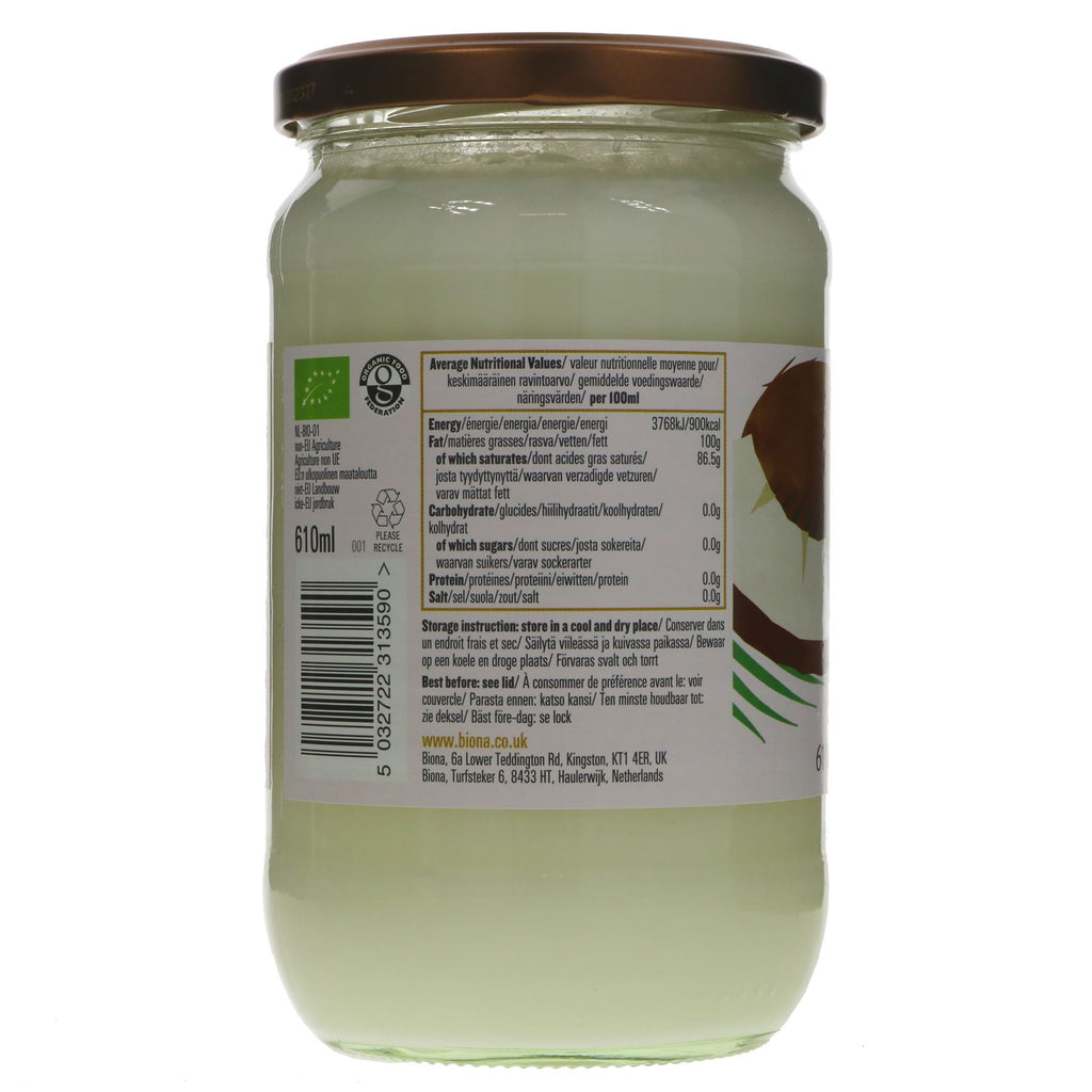 Organic, vegan coconut oil perfect for all your cooking needs. Mild and odourless.