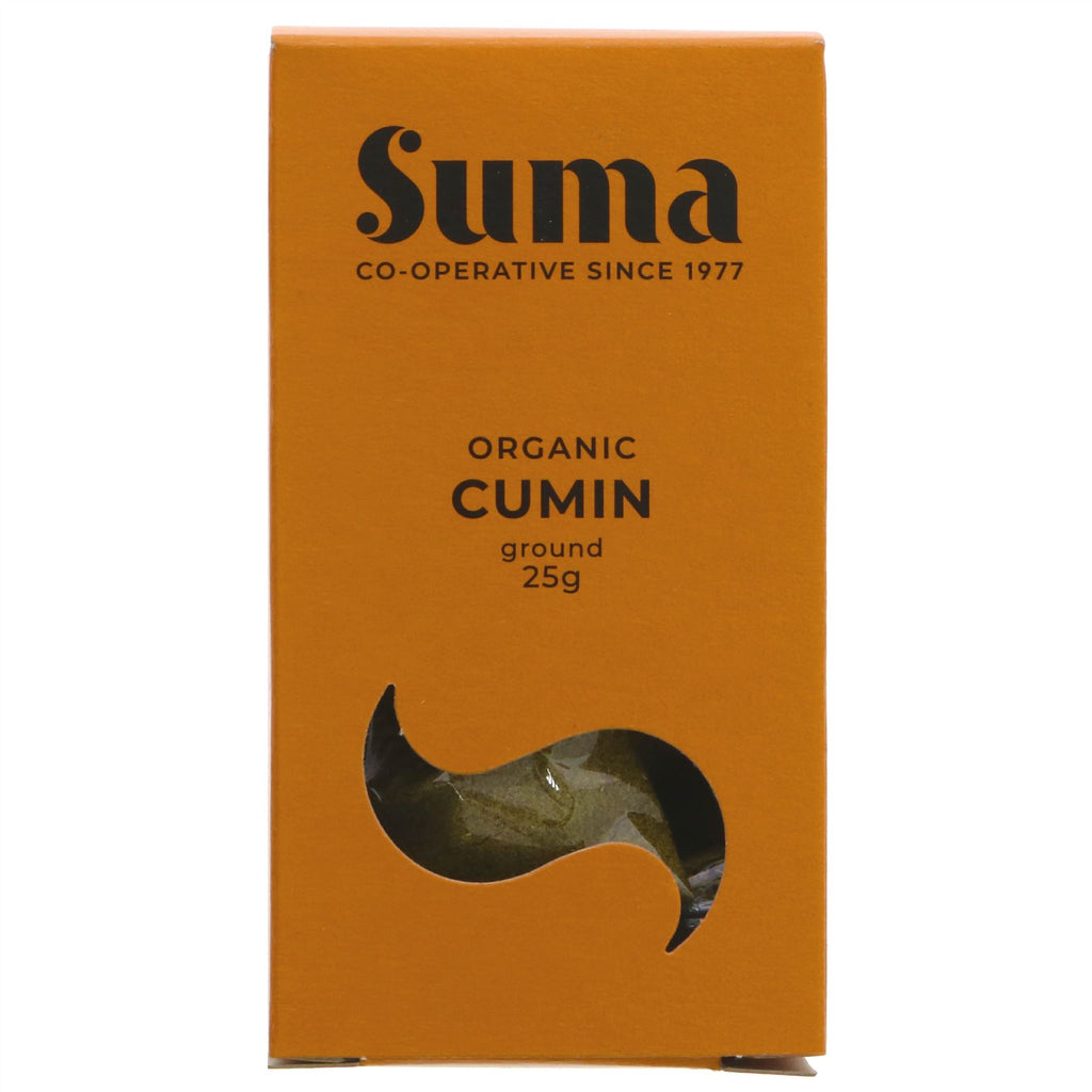 Organic ground cumin - adds warmth to curries, soups & stews. Vegan & no VAT.