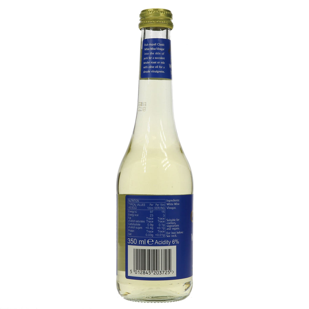 Aspall White Wine Vinegar: Tangy, fragrant & crisp. Ideal for dressings, marinades, & sauces. Vegan-friendly & top-quality.
