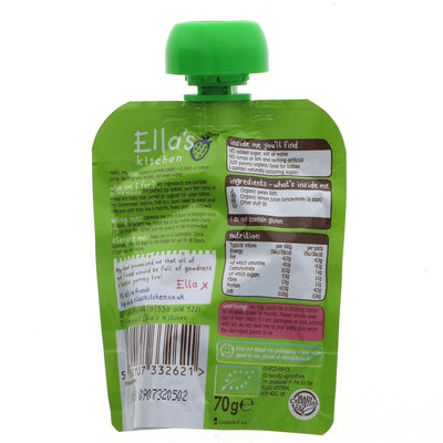 Organic, vegan baby food pouch: Ella's Kitchen | First Taste Pears Pears Pears | 70g - stage 1.