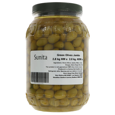 Sunita | Green Olives - 2 Kg Drained Weight | 3kg