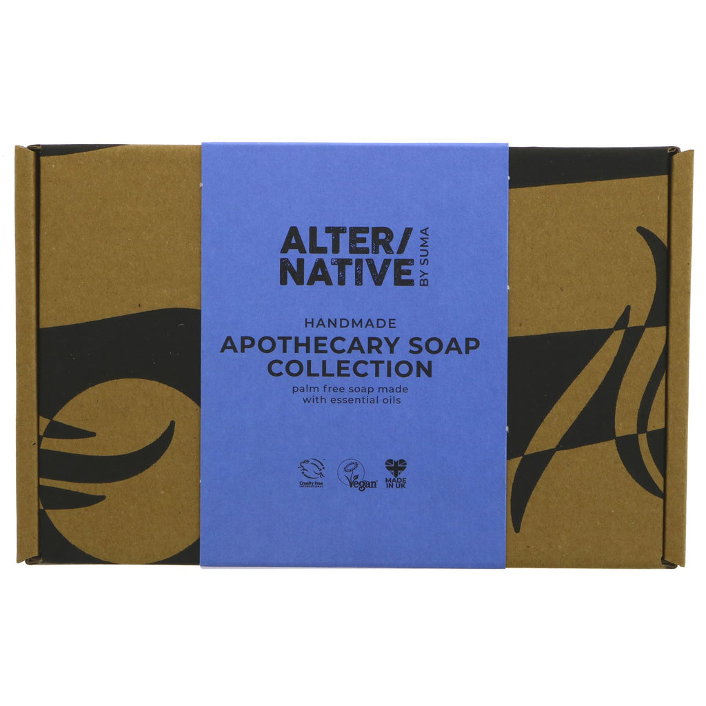 Luxurious ALTER/NATIVE gift set: 4 handcrafted, natural ingredient soaps with pure essential oils (Cinnamon, Grapefruit, Peppermint & Bergamot). Vegan & cruelty-free.