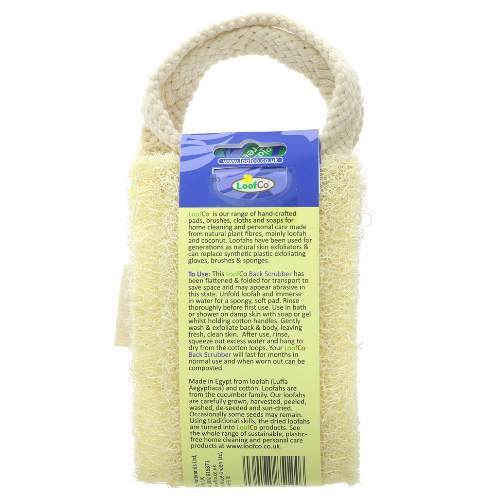 Loofco Back Scrubber - vegan, plastic-free, washes and exfoliates your body leaving fresh, clean skin.