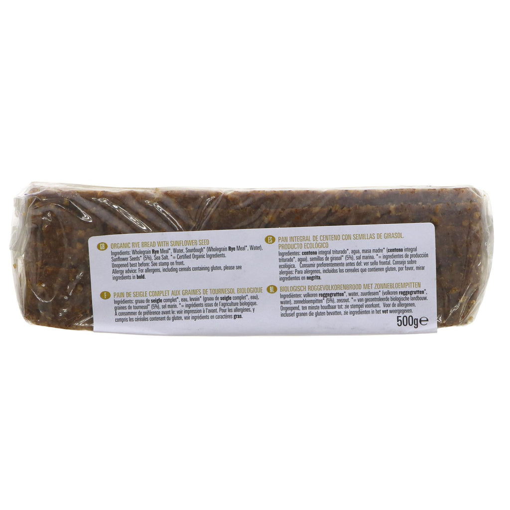 Organic vegan Rye Bread with Sunflower Seeds - high fiber and guilt-free, from expert German bakers. Wheat free.