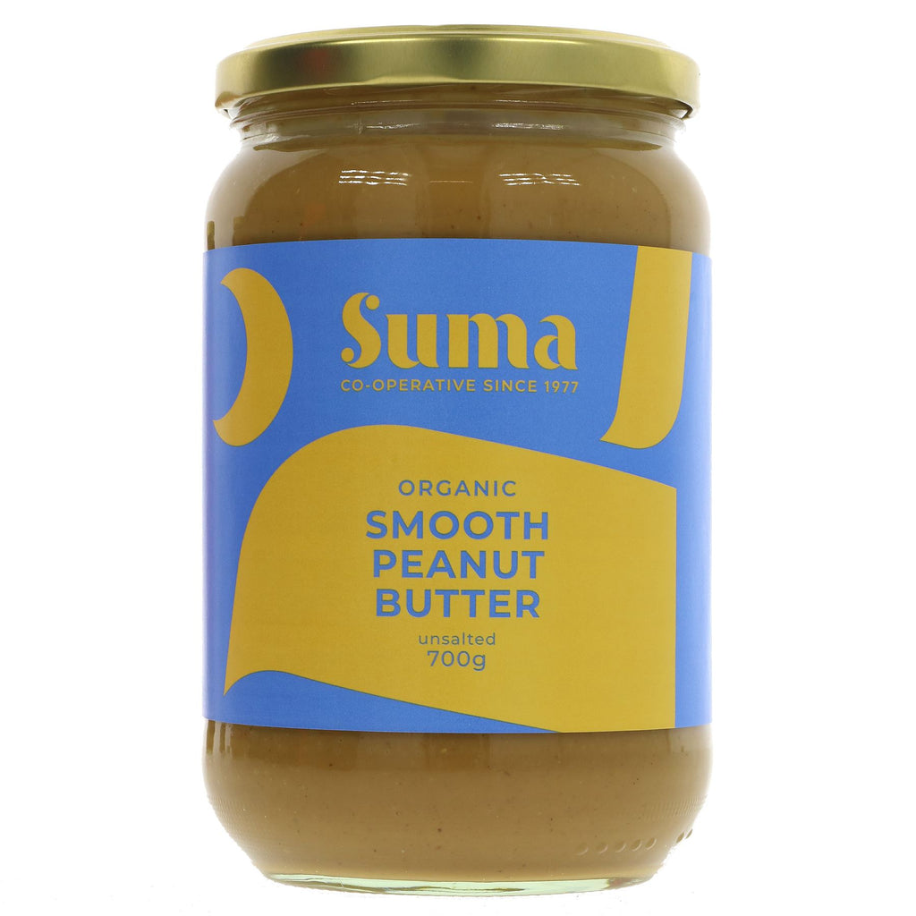 Suma Organic No Salt Peanut Butter - Creamy Vegan Spread, 700g Jumbo Jar