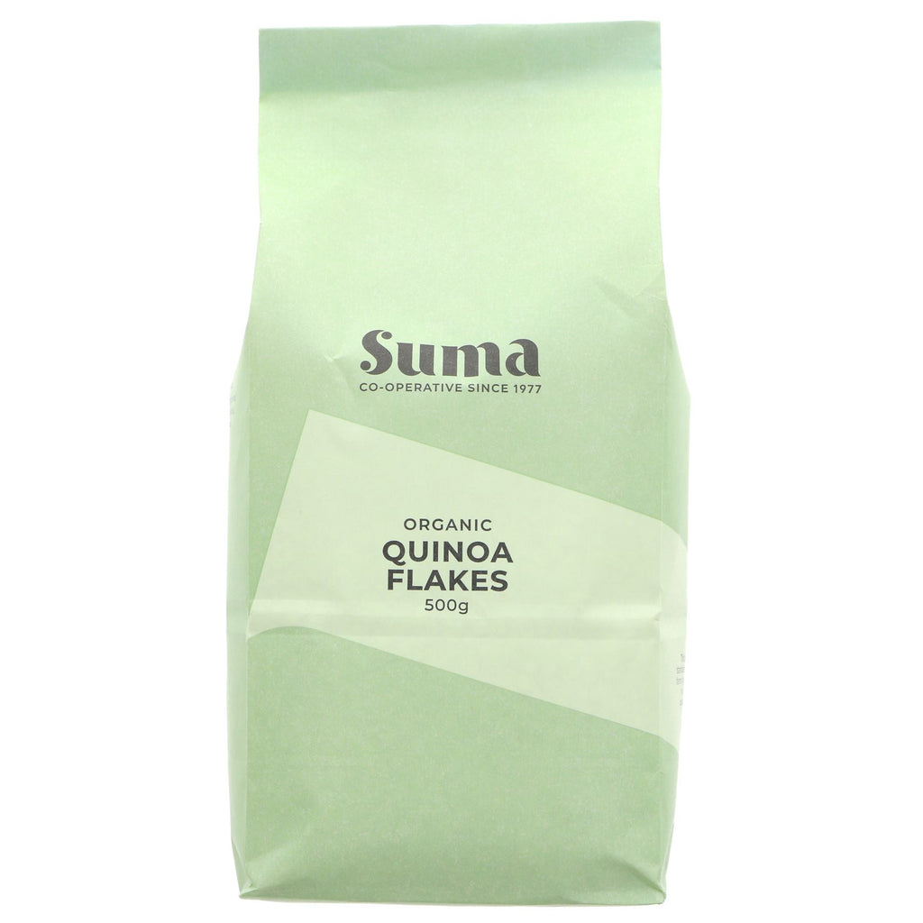 Suma's organic Quinoa Flakes - vegan-friendly & easy-to-prepare. Perfect for a nutritious breakfast.
