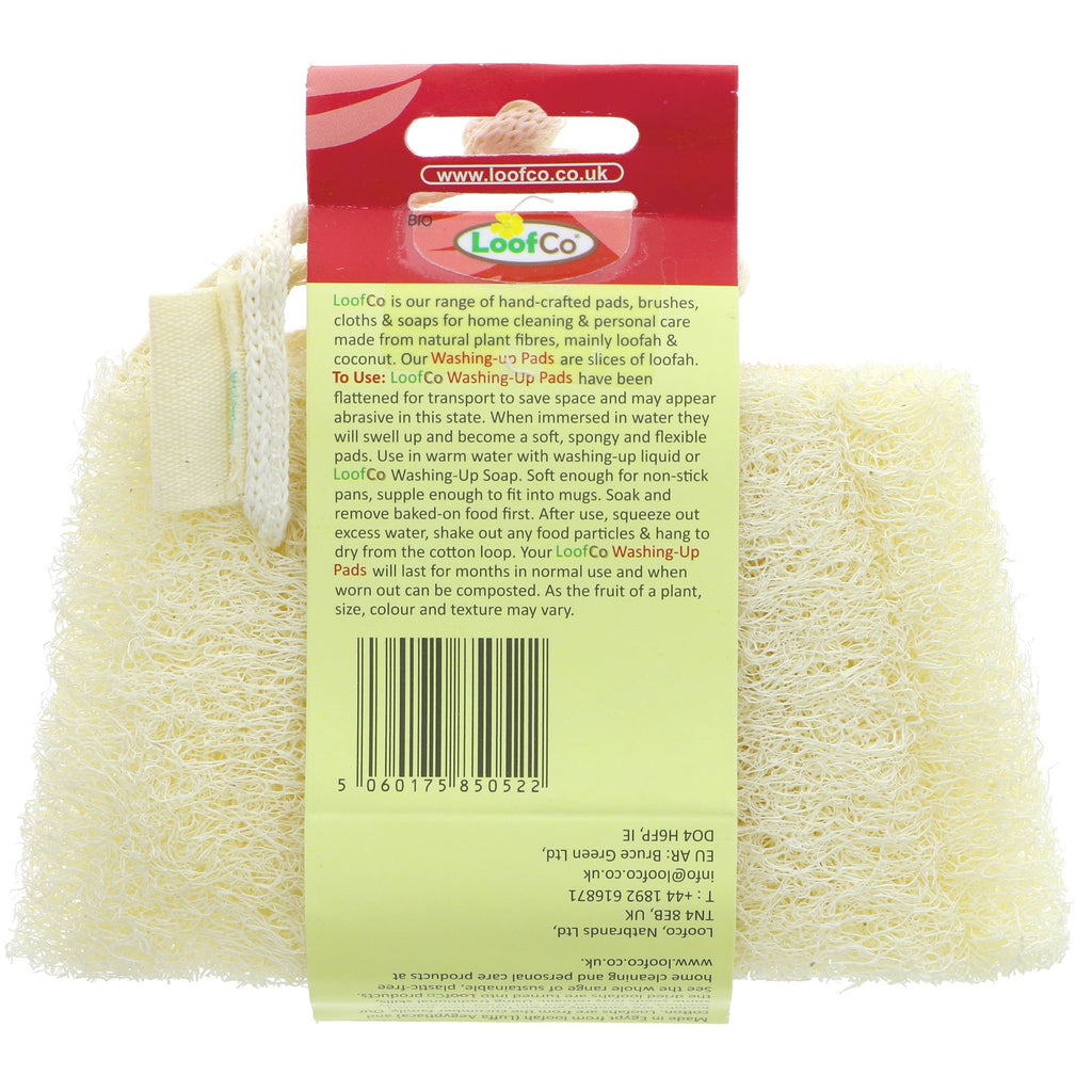 Eco-friendly & vegan Washing-up Pad - 2 Pack made from 100% biodegradable loofah plant. Ideal for non-stick pans and mugs.