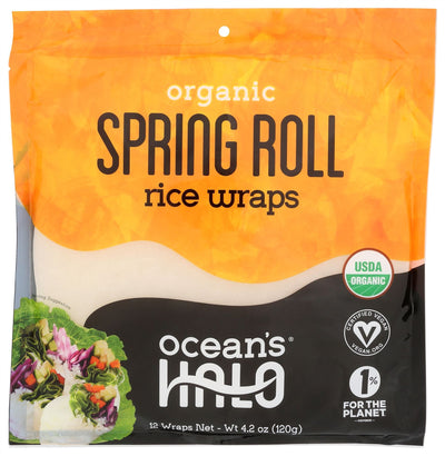 Organic & vegan spring roll wraps made with Ocean's Halo rice. Perfect for creating your favorite spring rolls!