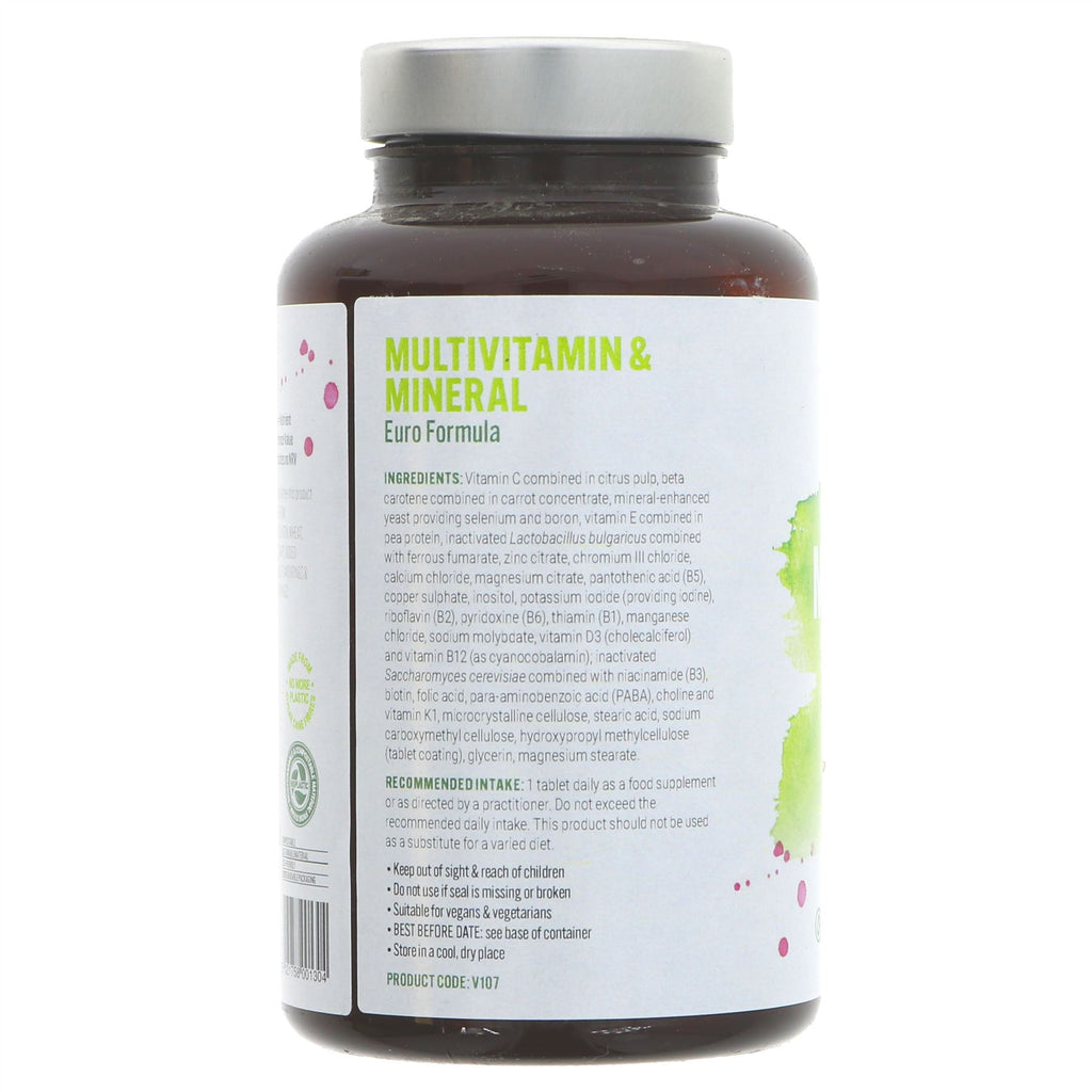 Natures Own Multivitamin & Mineral - Euro Formula: Vegan-friendly, complete range of essential vitamins & minerals. 100 tablets.