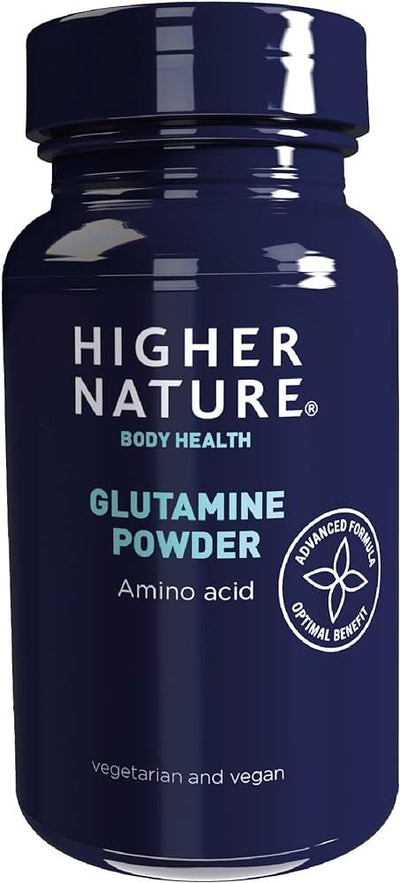 Glutamine Powder by Higher Nature: Vegan & supports digestive system, intestines, & immune system. Ideal during stress, exercise, or convalescence. Mix with water or juice.