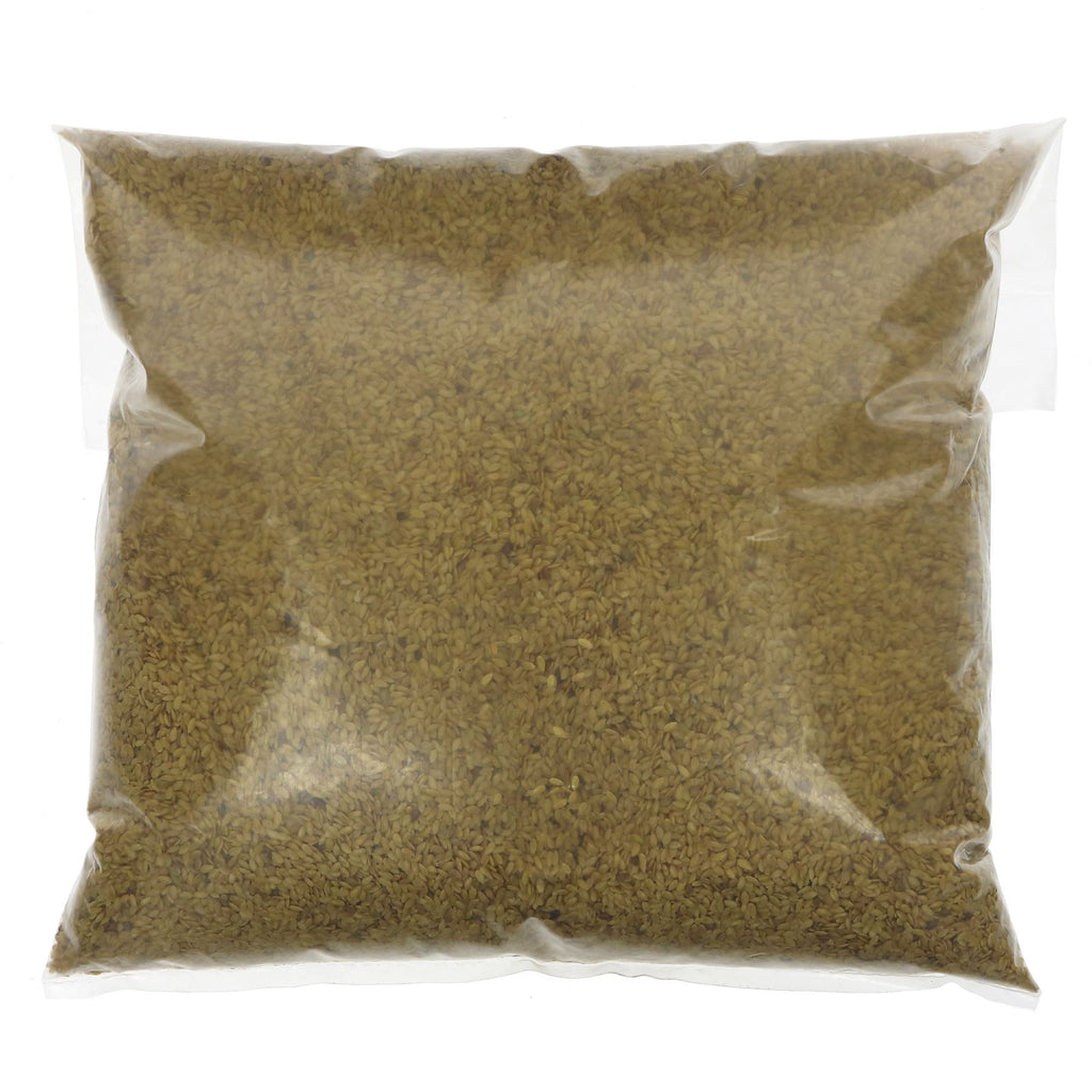 Organic and vegan Golden Linseed - 2.5kg. Nutrient packed superfood for smoothies, salads and baked goods. Quality guaranteed.