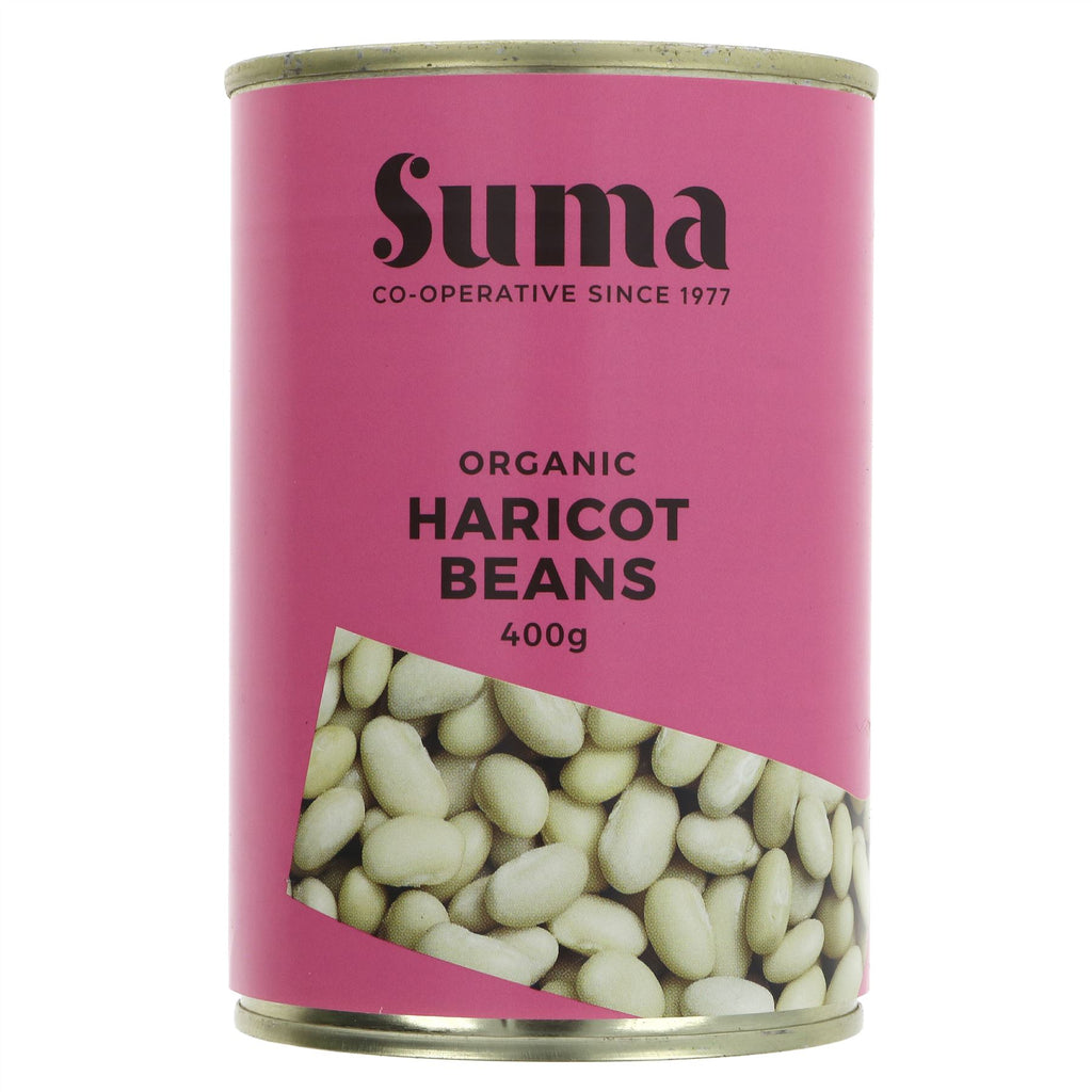 Organic Haricot Beans - creamy & versatile. Ideal for baked beans, soups & stews. Vegan & guilt-free!