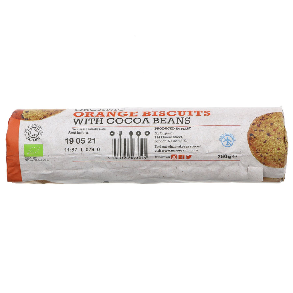 Mr Organic Orange Biscuits & Cocoa Beans - Organic, Vegan, No Added Sugar - Perfect guilt-free snacking
