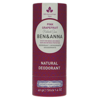 Ben & Anna | Soda Deodorant - Pink G/Fruit | 40g