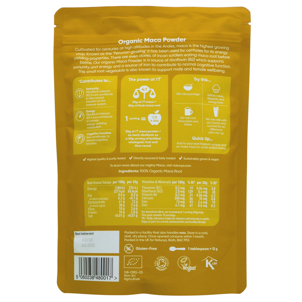 Organic Maca Powder, 300g - vegan superfood for baking or smoothie bowls. Nutrient-rich, VAT-free,