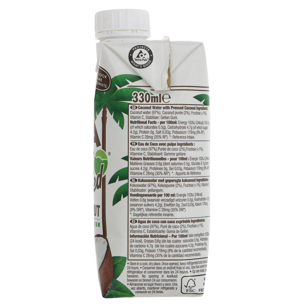 Vita Coco Pure Pressed Coconut Water with Real Coconut Pieces | No added sugar | Vegan | 330ml