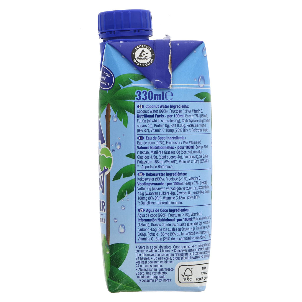 Vita Coco Pure Coconut Water - No Added Sugar, Vegan, High in Potassium, Low in Calories - 330ml