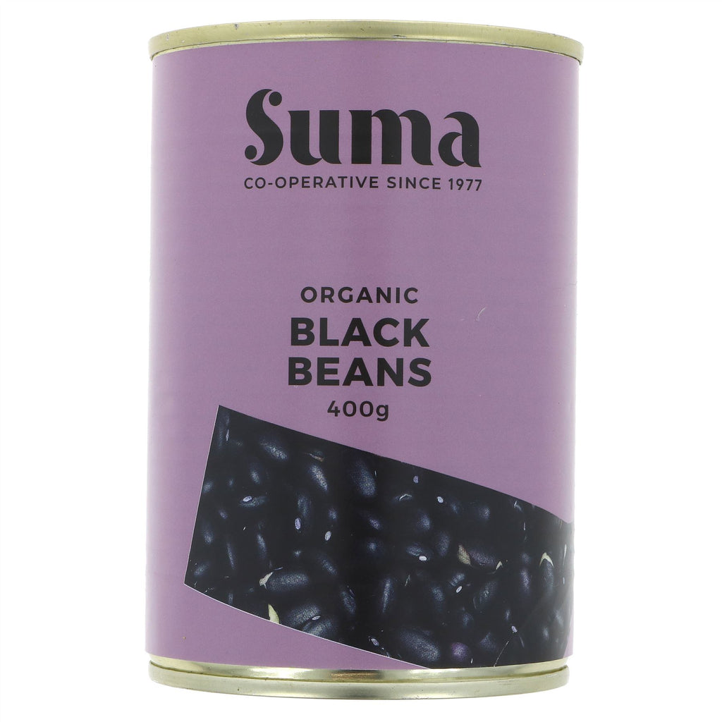 Organic vegan black beans for a healthy protein boost. Perfect for tacos, burritos, and chillis. No VAT charged.