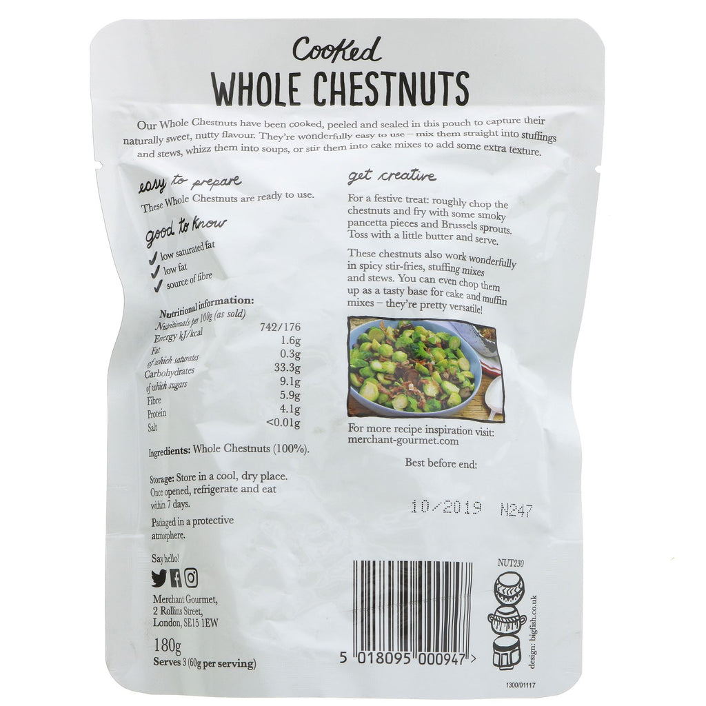 Naturally sweet and nutty chestnuts, great for stuffing, stews, soups and baking. Vegan and easy to use!
