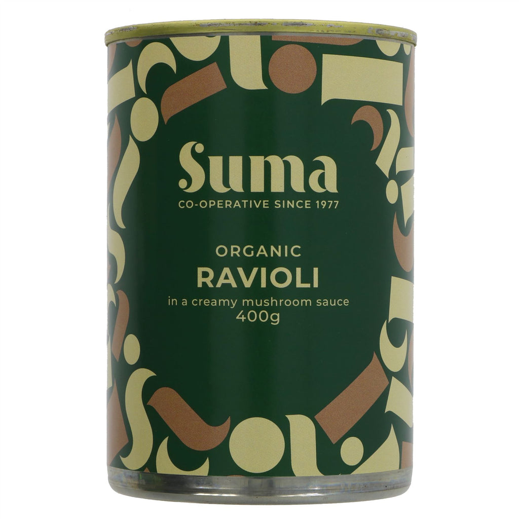 Suma's Organic Ravioli with Mushroom Sauce - Indulge in a rich and creamy meal, perfect for any occasion. Organic and VAT-free.