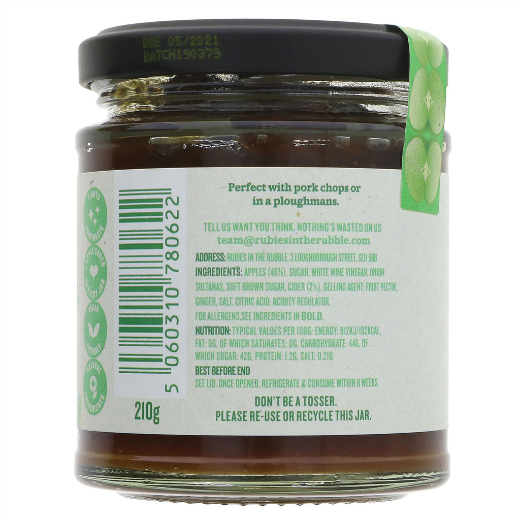 Sweet Apple Chutney - Vegan & Sugar-Free condiment by Rubies In The Rubble, perfect with cheese & meats.
