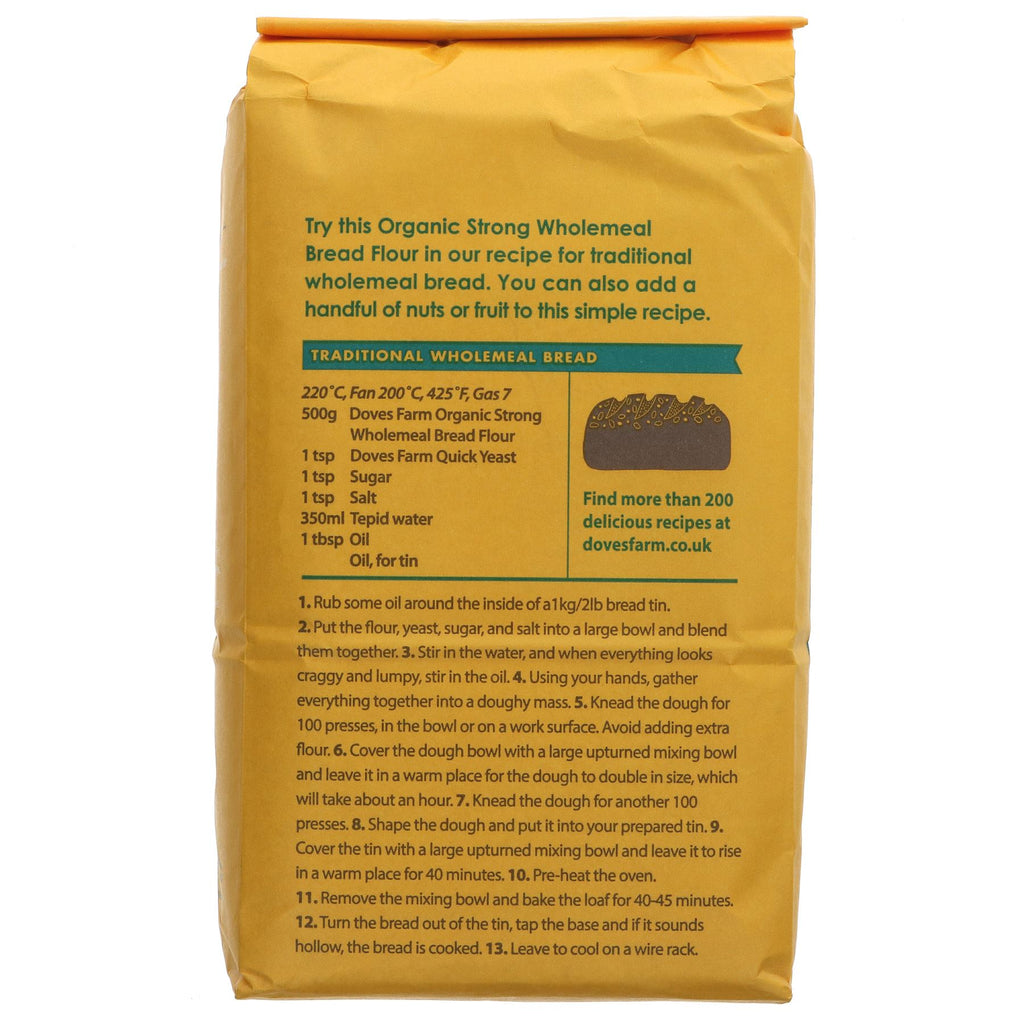 Doves Farm Strong Wholemeal Bread Flour - Organic, Vegan-Friendly Flour for Machines or Oven Yeast Cookery - 1.5kg