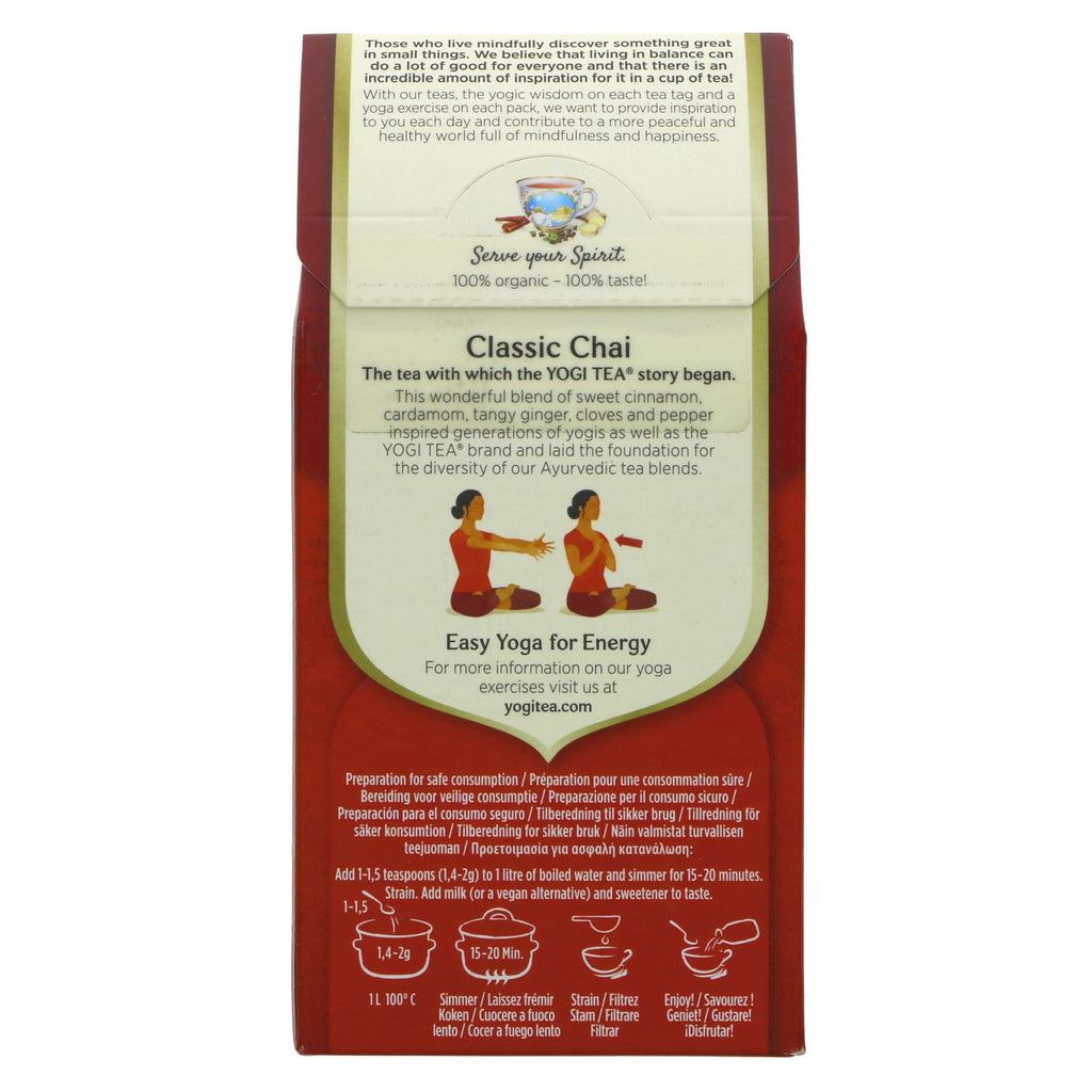 Organic & vegan Classic Chai - Ayurvedic Spice Infusion by Yogi Tea. Enjoy anytime of day, alone or with a snack. No VAT. 90g.