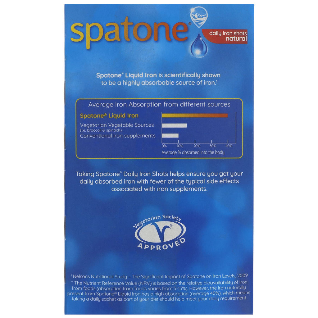 Boost iron levels with Spatone's natural Iron-Plus sachets. Gentle on stomach, easy to absorb & vegan-friendly. 28 sachets.